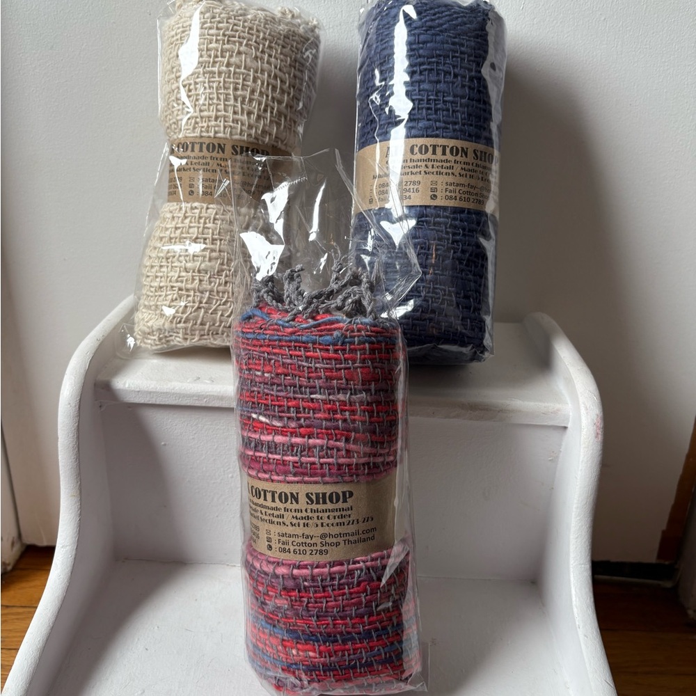 Cotton scarves - Blue, Beige, Red